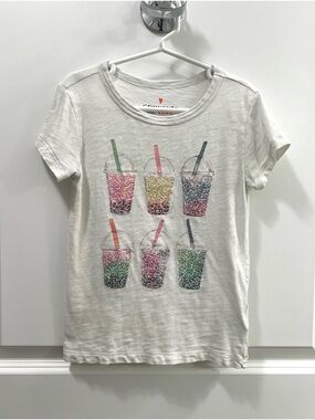 Crewcuts Girls' Sequin Bubble Tea graphic T-shirt Size XS(4-5)